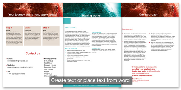 Place or create text in documents in indesign